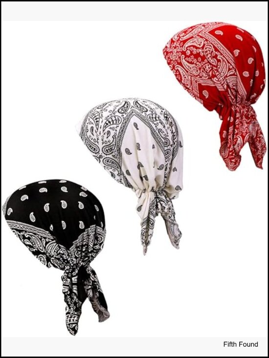 Pre-Tied Chemo Head Scarf 3 Pack Beanie Skull Cover Cap for Women main image 6